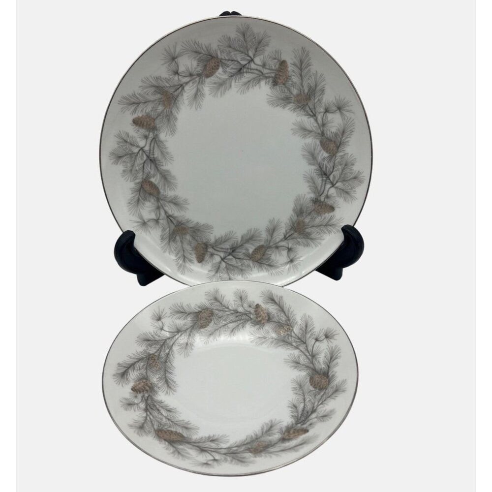 Vintage Sango Fine China Sierra Pines Salad Plate & Fruit Bowl Japan 6608